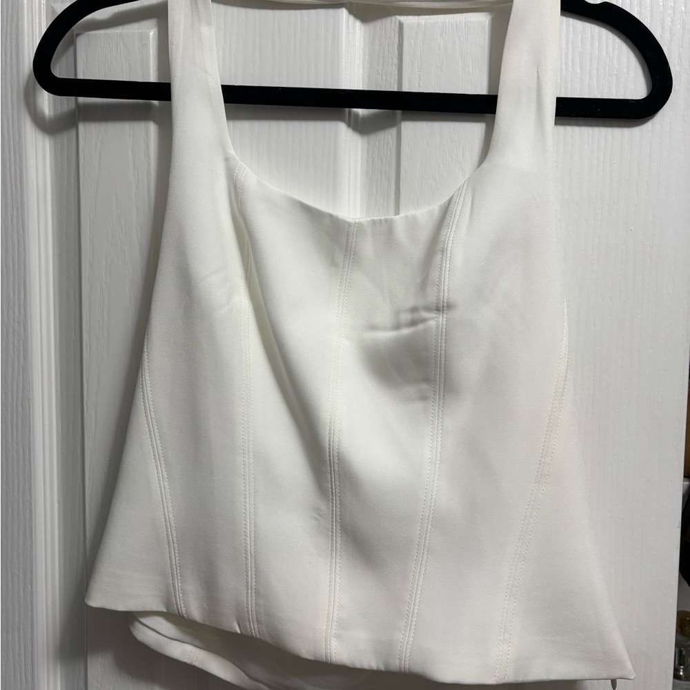 Women's White Square-Neck Halter Tank Top